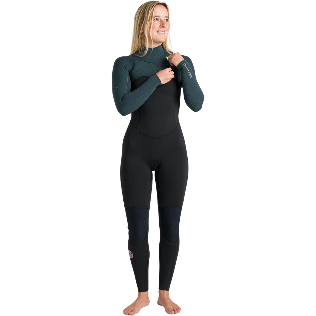 2026 C-Skins Womens Nuwave Solace 5/4/3mm Chest Zip Wetsuit CSO54WC - Black / Forest Green / Mulberry